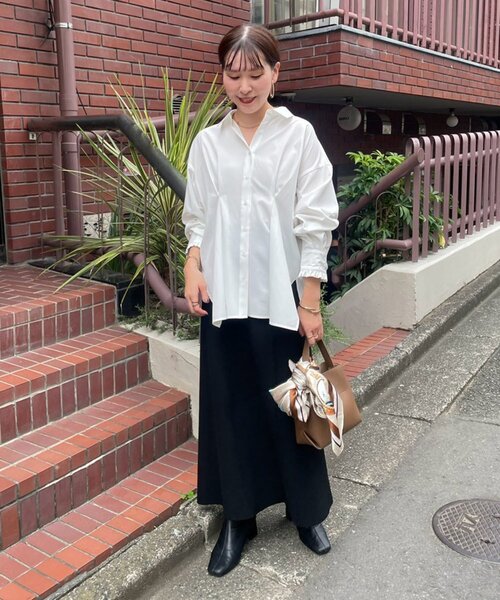 Remind me and forever(リマインドミーアンドフォーエバー)の「【@_misato____】-3k見え!ウエストタックシャツ(シャツ/ブラウス・レディース・ブラウン/オフホワイト/ブラック・FREE)」の5枚目の写真