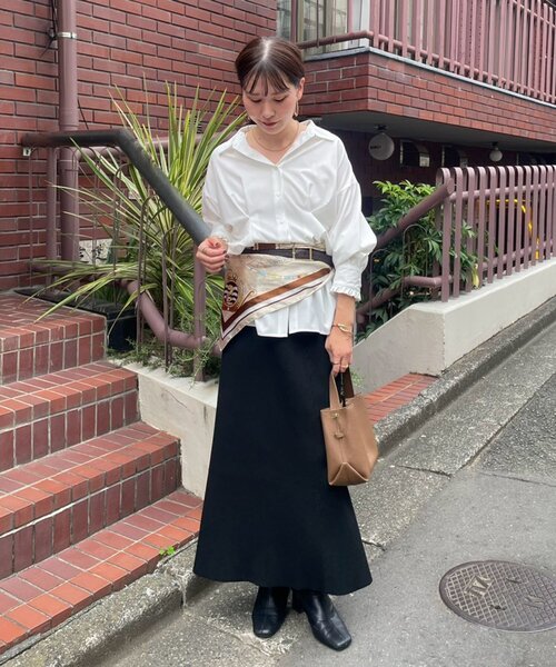 Remind me and forever(リマインドミーアンドフォーエバー)の「【@_misato____】-3k見え!ウエストタックシャツ(シャツ/ブラウス・レディース・ブラウン/オフホワイト/ブラック・FREE)」の9枚目の写真