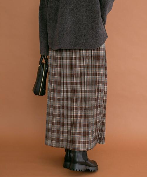ITEMS URBANRESEARCH(アイテムズ アーバンリサーチ)の「チェックプリーツスカート(スカート・レディース・ネイビー/ブラウン・FREE)」の12枚目の写真