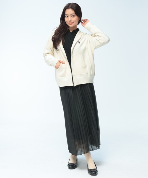 U.S. POLO ASSN.(ユーエスポロアッスン)の「U.S. POLO ASSN. (ユーエスポロアッスン) 【Women】 ニット パーカー フルジップ レディース ワンポイント ロゴ刺繍 ニットカーデ PLL63803(ニット/セーター・レディース・イエロー/グレー/ネイビー/アイボリー・M/L)」の6枚目の写真