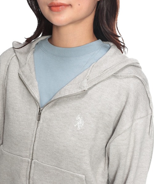 U.S. POLO ASSN.(ユーエスポロアッスン)の「U.S. POLO ASSN. (ユーエスポロアッスン) 【Women】 ニット パーカー フルジップ レディース ワンポイント ロゴ刺繍 ニットカーデ PLL63803(ニット/セーター・レディース・イエロー/グレー/ネイビー/アイボリー・M/L)」の14枚目の写真