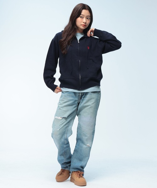 U.S. POLO ASSN.(ユーエスポロアッスン)の「U.S. POLO ASSN. (ユーエスポロアッスン) 【Women】 ニット パーカー フルジップ レディース ワンポイント ロゴ刺繍 ニットカーデ PLL63803(ニット/セーター・レディース・イエロー/グレー/ネイビー/アイボリー・M/L)」の9枚目の写真