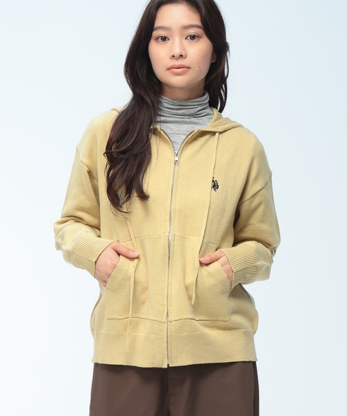 U.S. POLO ASSN.(ユーエスポロアッスン)の「U.S. POLO ASSN. (ユーエスポロアッスン) 【Women】 ニット パーカー フルジップ レディース ワンポイント ロゴ刺繍 ニットカーデ PLL63803(ニット/セーター・レディース・イエロー/グレー/ネイビー/アイボリー・M/L)」の19枚目の写真