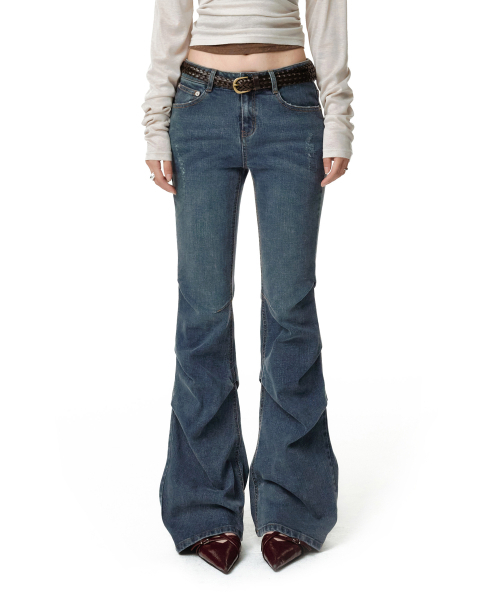 DECET WOMEN（デケット ウーマン）の「[YOONSOAP X DECET WOMAN] Scratch Flared Shirring Jeans DCWPT037BLUE（デニムパンツ・レディース・その他・X-SMALL/LARGE/MEDIUM/SMALL）」の5枚目の写真