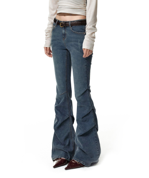 DECET WOMEN（デケット ウーマン）の「[YOONSOAP X DECET WOMAN] Scratch Flared Shirring Jeans DCWPT037BLUE（デニムパンツ・レディース・その他・X-SMALL/LARGE/MEDIUM/SMALL）」の6枚目の写真