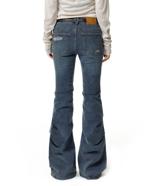 DECET WOMEN（デケット ウーマン）の「[YOONSOAP X DECET WOMAN] Scratch Flared Shirring Jeans DCWPT037BLUE（デニムパンツ・レディース・その他・X-SMALL/LARGE/MEDIUM/SMALL）」の7枚目の写真