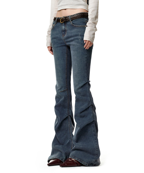 DECET WOMEN（デケット ウーマン）の「[YOONSOAP X DECET WOMAN] Scratch Flared Shirring Jeans DCWPT037BLUE（デニムパンツ・レディース・その他・X-SMALL/LARGE/MEDIUM/SMALL）」の8枚目の写真