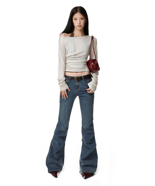 DECET WOMEN（デケット ウーマン）の「[YOONSOAP X DECET WOMAN] Scratch Flared Shirring Jeans DCWPT037BLUE（デニムパンツ・レディース・その他・X-SMALL/LARGE/MEDIUM/SMALL）」の11枚目の写真