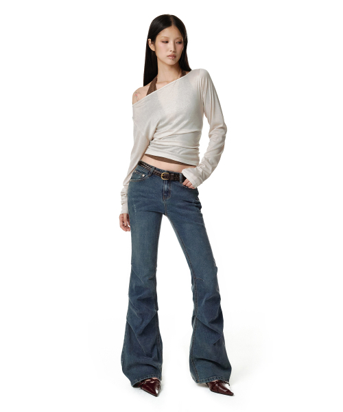 DECET WOMEN（デケット ウーマン）の「[YOONSOAP X DECET WOMAN] Scratch Flared Shirring Jeans DCWPT037BLUE（デニムパンツ・レディース・その他・X-SMALL/LARGE/MEDIUM/SMALL）」の12枚目の写真
