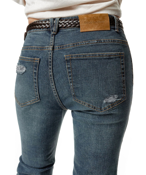 DECET WOMEN（デケット ウーマン）の「[YOONSOAP X DECET WOMAN] Scratch Flared Shirring Jeans DCWPT037BLUE（デニムパンツ・レディース・その他・X-SMALL/LARGE/MEDIUM/SMALL）」の14枚目の写真