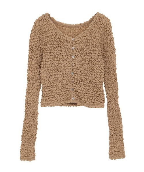 CLANE(クラネ)の「CLANE/クラネ/W FACE SOFT SHIRRING CARDIGAN(カーディガン/ボレロ・レディース・ホワイト/グレー/ベージュ・1)」の3枚目の写真
