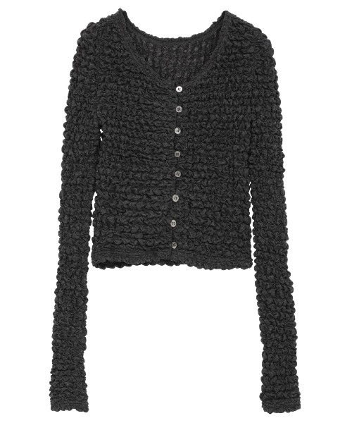 CLANE(クラネ)の「CLANE/クラネ/W FACE SOFT SHIRRING CARDIGAN(カーディガン/ボレロ・レディース・ホワイト/グレー/ベージュ・1)」の2枚目の写真