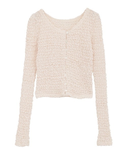 CLANE(クラネ)の「CLANE/クラネ/W FACE SOFT SHIRRING CARDIGAN(カーディガン/ボレロ・レディース・ホワイト/グレー/ベージュ・1)」の1枚目の写真