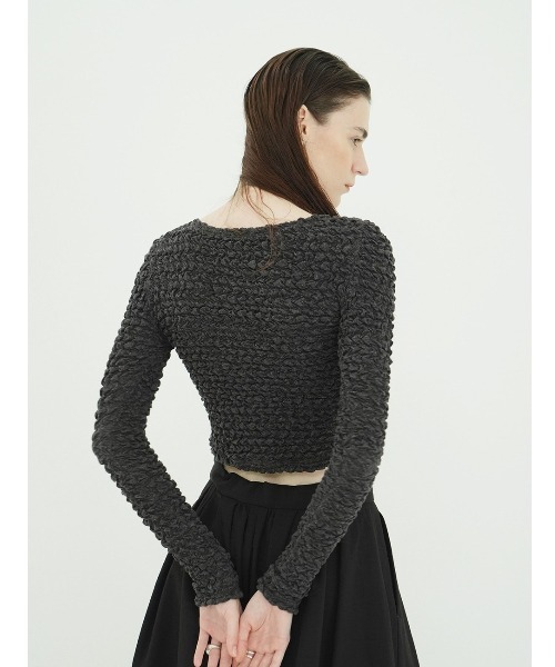 CLANE(クラネ)の「CLANE/クラネ/W FACE SOFT SHIRRING CARDIGAN(カーディガン/ボレロ・レディース・ホワイト/グレー/ベージュ・1)」の4枚目の写真
