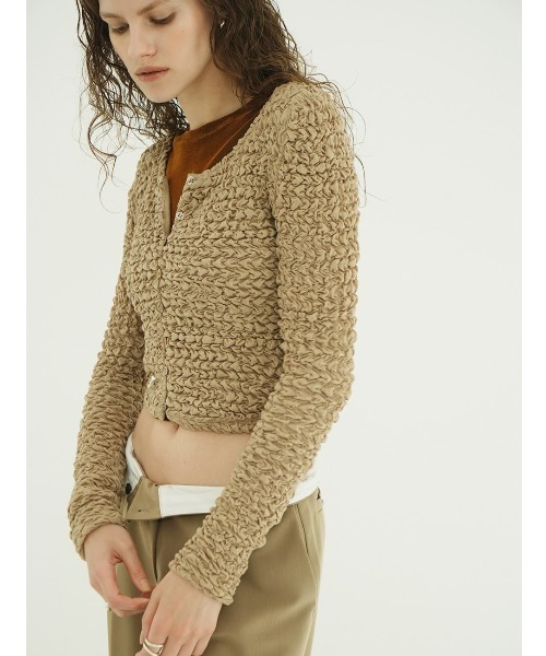 CLANE(クラネ)の「CLANE/クラネ/W FACE SOFT SHIRRING CARDIGAN(カーディガン/ボレロ・レディース・ホワイト/グレー/ベージュ・1)」の14枚目の写真
