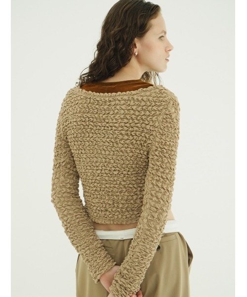 CLANE(クラネ)の「CLANE/クラネ/W FACE SOFT SHIRRING CARDIGAN(カーディガン/ボレロ・レディース・ホワイト/グレー/ベージュ・1)」の16枚目の写真