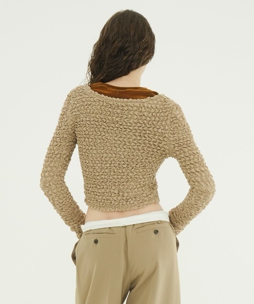 CLANE(クラネ)の「CLANE/クラネ/W FACE SOFT SHIRRING CARDIGAN(カーディガン/ボレロ・レディース・ホワイト/グレー/ベージュ・1)」の20枚目の写真