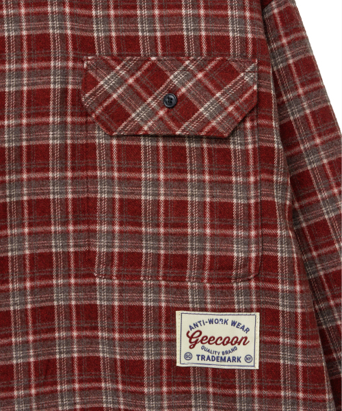 GEECOON(ジークーン)の「ユーティリティ オーバーサイズ 2ポケット チェックシャツ GEE267-113 レッド(シャツ/ブラウス・メンズ・レッド・LARGE/X-LARGE)」の4枚目の写真