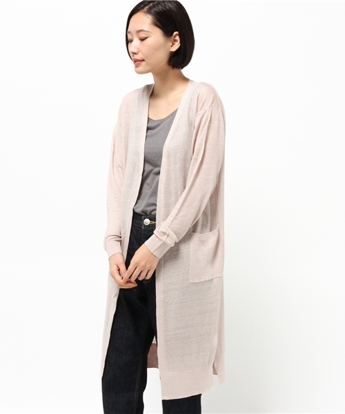MYSELF ABAHOUSE（マイセルフアバハウス）の「リネンビスコース　ロングカーディガン（カーディガン/ボレロ・レディース・ベージュ/ネイビー/ホワイト/グレー・FREE）」の11枚目の写真
