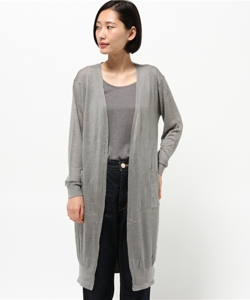 MYSELF ABAHOUSE（マイセルフアバハウス）の「リネンビスコース　ロングカーディガン（カーディガン/ボレロ・レディース・ベージュ/ネイビー/ホワイト/グレー・FREE）」の18枚目の写真