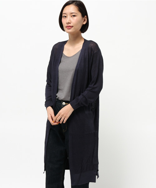 MYSELF ABAHOUSE（マイセルフアバハウス）の「リネンビスコース　ロングカーディガン（カーディガン/ボレロ・レディース・ベージュ/ネイビー/ホワイト/グレー・FREE）」の19枚目の写真