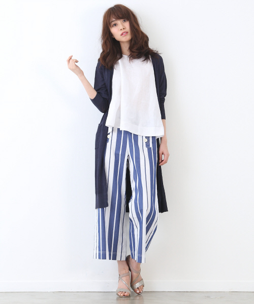 MYSELF ABAHOUSE（マイセルフアバハウス）の「リネンビスコース　ロングカーディガン（カーディガン/ボレロ・レディース・ベージュ/ネイビー/ホワイト/グレー・FREE）」の21枚目の写真