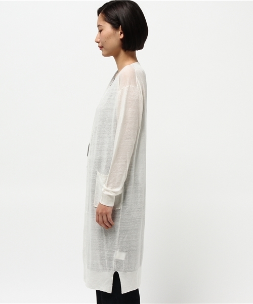 MYSELF ABAHOUSE（マイセルフアバハウス）の「リネンビスコース　ロングカーディガン（カーディガン/ボレロ・レディース・ベージュ/ネイビー/ホワイト/グレー・FREE）」の6枚目の写真