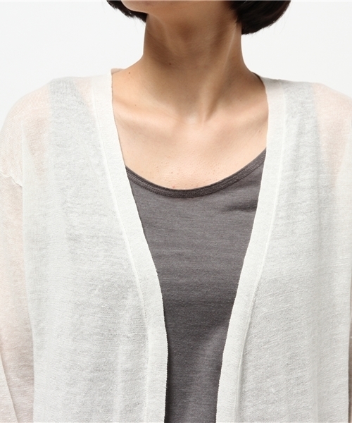 MYSELF ABAHOUSE（マイセルフアバハウス）の「リネンビスコース　ロングカーディガン（カーディガン/ボレロ・レディース・ベージュ/ネイビー/ホワイト/グレー・FREE）」の8枚目の写真