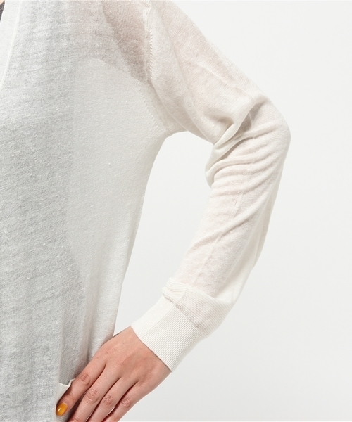 MYSELF ABAHOUSE（マイセルフアバハウス）の「リネンビスコース　ロングカーディガン（カーディガン/ボレロ・レディース・ベージュ/ネイビー/ホワイト/グレー・FREE）」の9枚目の写真