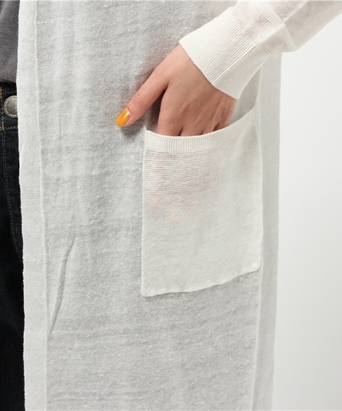 MYSELF ABAHOUSE（マイセルフアバハウス）の「リネンビスコース　ロングカーディガン（カーディガン/ボレロ・レディース・ベージュ/ネイビー/ホワイト/グレー・FREE）」の12枚目の写真