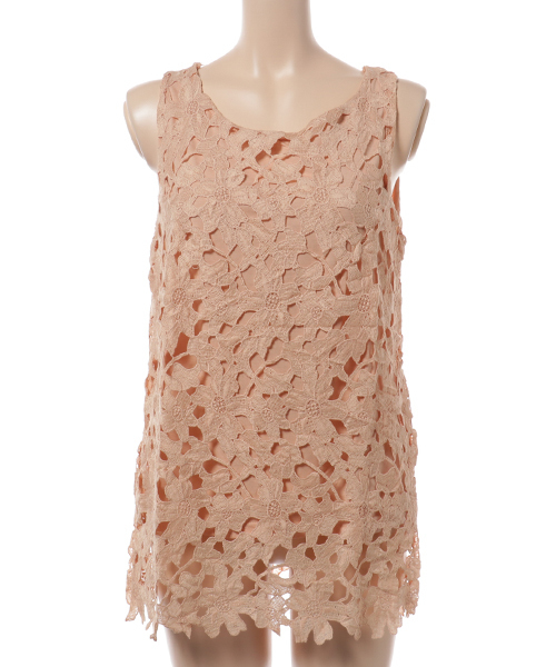 Pierrot（ピエロ）の「花柄総レースタンクトップ/ノースリーブ　袖なし（タンクトップ・レディース・ホワイト/ブラウン/ネイビー/ブラック/ピンクベージュ・M/L）」の15枚目の写真