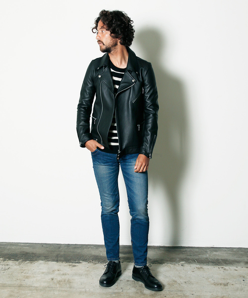 Magine（マージン）の「SHEEP LEATHER DIRECT SEMI VEGI W RIDERS JKT