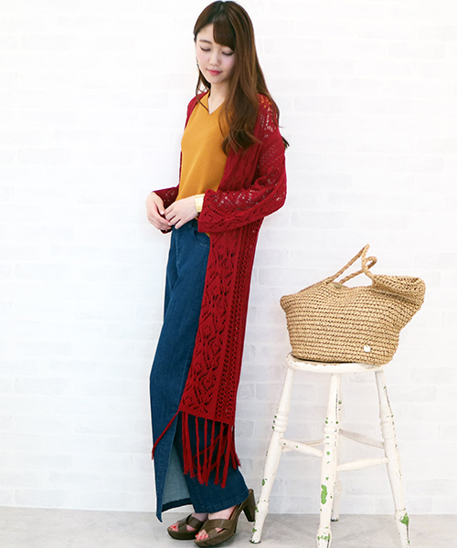 N.(N. Natural Beauty Basic)(エヌエヌナチュラルビューティーベーシック)の「◆レース編みニットガウン(カーディガン/ボレロ・レディース・ホワイト/レッド/ブラック・MEDIUM)」の7枚目の写真