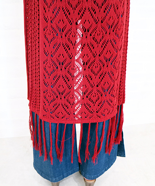 N.(N. Natural Beauty Basic)(エヌエヌナチュラルビューティーベーシック)の「◆レース編みニットガウン(カーディガン/ボレロ・レディース・ホワイト/レッド/ブラック・MEDIUM)」の11枚目の写真