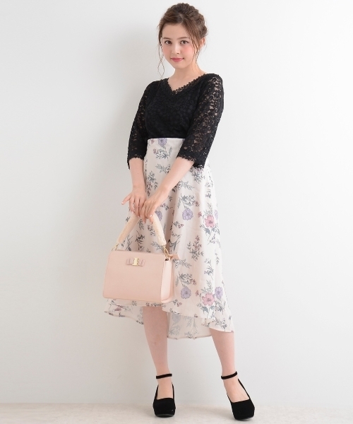 MAJESTIC LEGON（マジェスティックレゴン）の「【WEB限定価格】ヴィンテージフラワースカート（スカート・レディース・ブラック系その他/ホワイト系その他2/グリーン系その他・MEDIUM）」の7枚目の写真