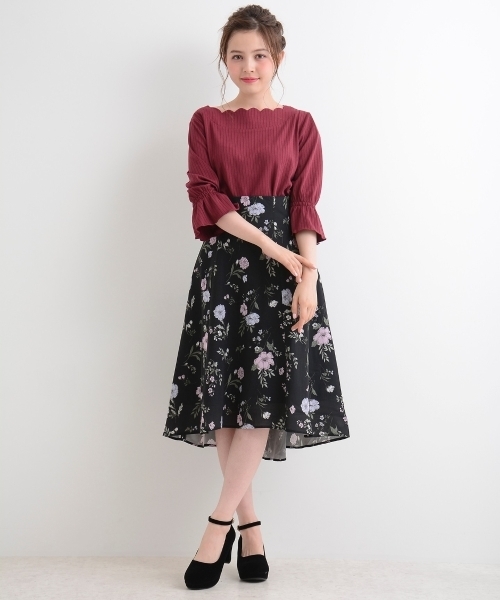 MAJESTIC LEGON（マジェスティックレゴン）の「【WEB限定価格】ヴィンテージフラワースカート（スカート・レディース・ブラック系その他/ホワイト系その他2/グリーン系その他・MEDIUM）」の8枚目の写真