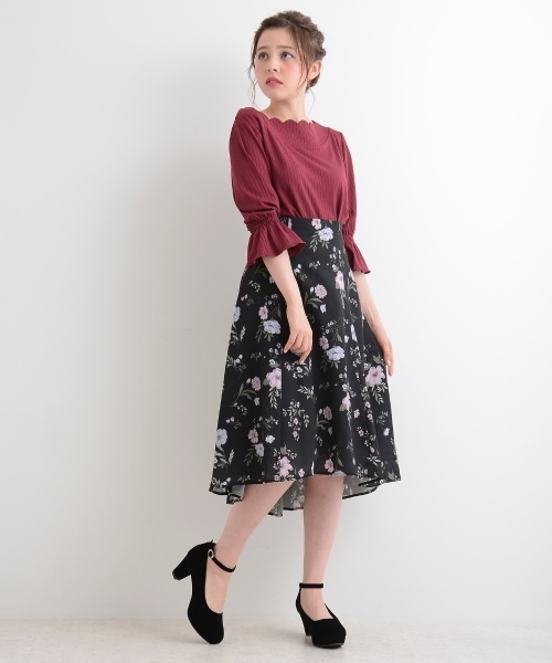 MAJESTIC LEGON（マジェスティックレゴン）の「【WEB限定価格】ヴィンテージフラワースカート（スカート・レディース・ブラック系その他/ホワイト系その他2/グリーン系その他・MEDIUM）」の9枚目の写真