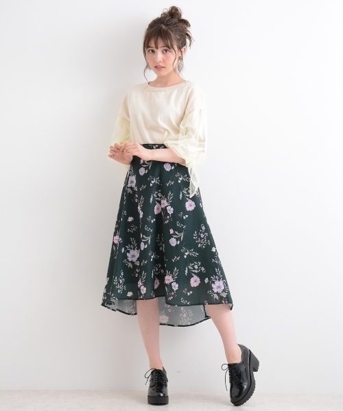 MAJESTIC LEGON（マジェスティックレゴン）の「【WEB限定価格】ヴィンテージフラワースカート（スカート・レディース・ブラック系その他/ホワイト系その他2/グリーン系その他・MEDIUM）」の10枚目の写真