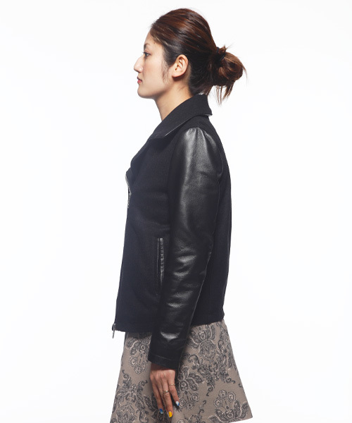 ROSE BUD(ローズバッド)の「LJ-12227 PIG LEATHER/S RIDERS JACKET(ライダースジャケット・レディース・ブラック×ブラック・1/2)」の7枚目の写真