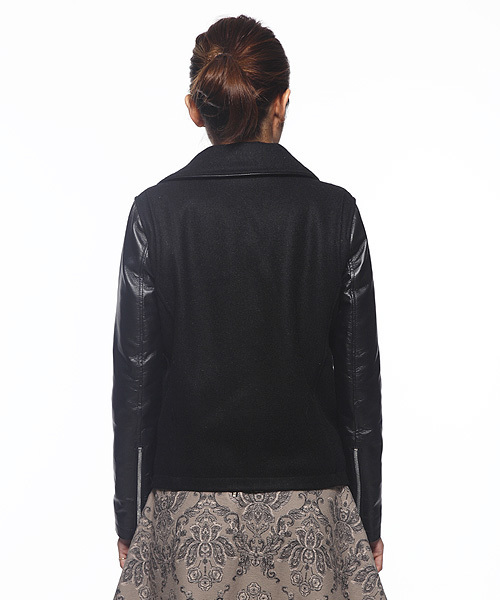 ROSE BUD(ローズバッド)の「LJ-12227 PIG LEATHER/S RIDERS JACKET(ライダースジャケット・レディース・ブラック×ブラック・1/2)」の8枚目の写真