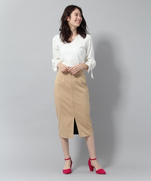 Andemiu(アンデミュウ)の「リバータイトスカート785907(スカート・レディース・カーキ/ネイビー/キャメル/グリーン/マスタード/オフホワイト/イエロー・FREE)」の19枚目の写真