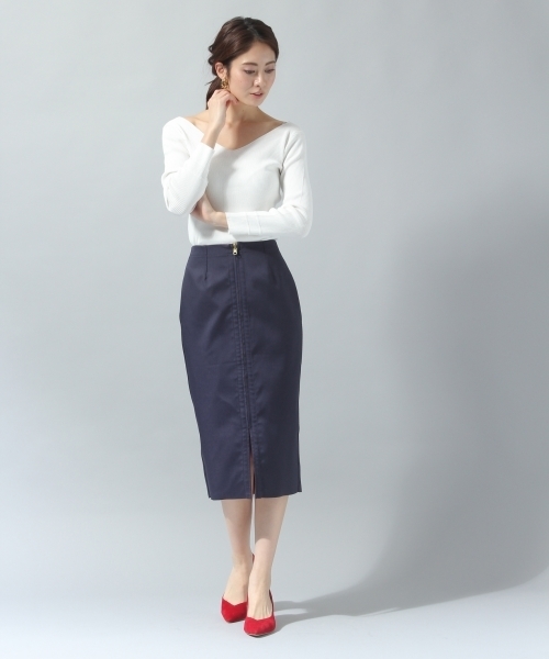 Andemiu(アンデミュウ)の「リバータイトスカート785907(スカート・レディース・カーキ/ネイビー/キャメル/グリーン/マスタード/オフホワイト/イエロー・FREE)」の17枚目の写真