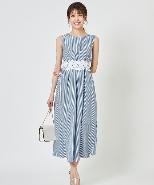 Tocco Closet トッコ クローゼット の レース ストライプマキシワンピース ワンピース Wear Tocco Closet トッコ クローゼット の レース ストライプマキシワンピース ワンピース Wear