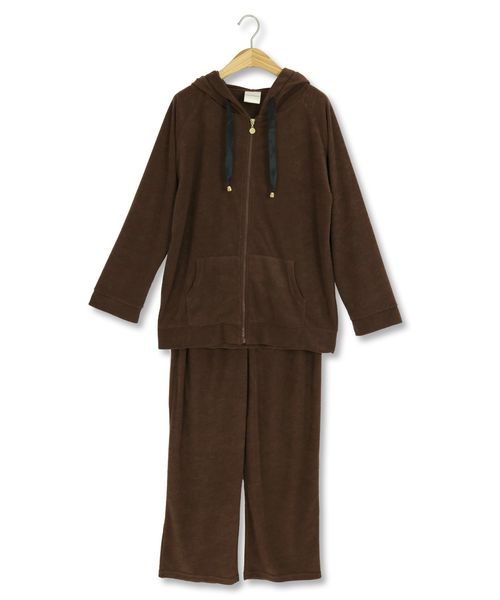 fran de lingerie(フランデランジェリー)の「mochi pile パイルシリーズ パーカー上下セット(ルームウェア/パジャマ・レディース・ブラウン/ダークブルー/ワイン・M-L)」の1枚目の写真