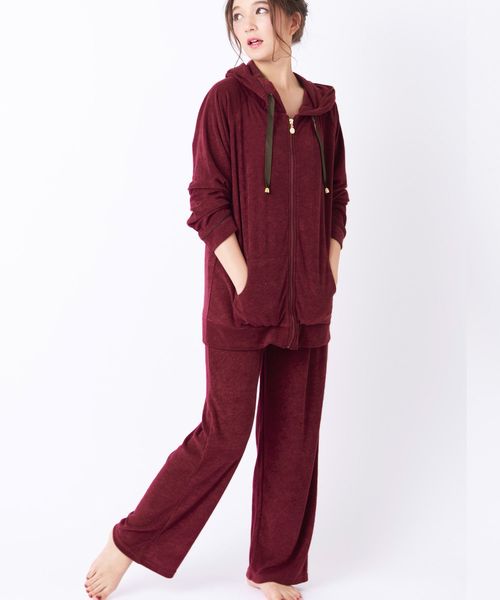 fran de lingerie(フランデランジェリー)の「mochi pile パイルシリーズ パーカー上下セット(ルームウェア/パジャマ・レディース・ブラウン/ダークブルー/ワイン・M-L)」の12枚目の写真