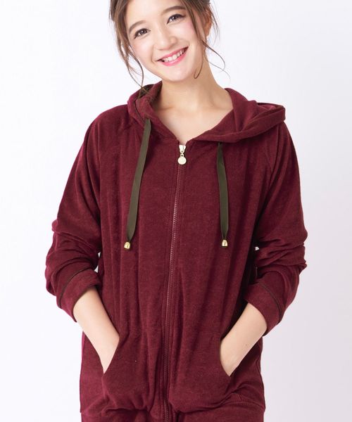 fran de lingerie(フランデランジェリー)の「mochi pile パイルシリーズ パーカー上下セット(ルームウェア/パジャマ・レディース・ブラウン/ダークブルー/ワイン・M-L)」の7枚目の写真