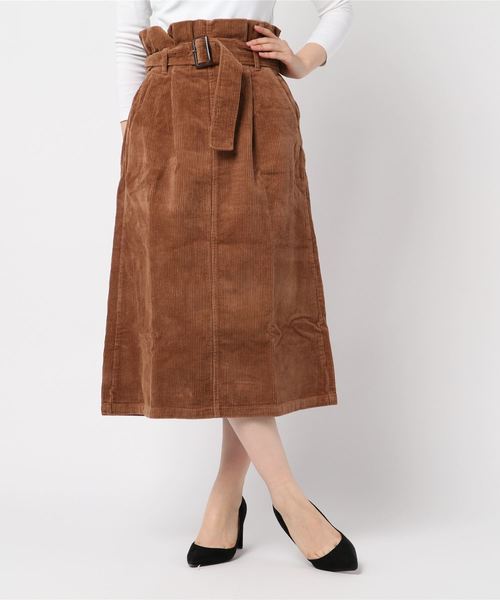 STYLEBLOCK（スタイルブロック）の「コーデュロイウエストマークハイウエストミモレ丈スカート（スカート・レディース・ブラック/カーキ/ピンク/キャメル/オレンジ/グレー/ベージュ・M）」の5枚目の写真