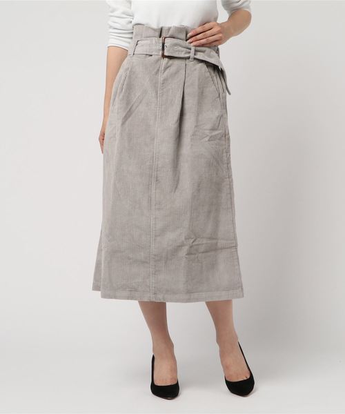 STYLEBLOCK（スタイルブロック）の「コーデュロイウエストマークハイウエストミモレ丈スカート（スカート・レディース・ブラック/カーキ/ピンク/キャメル/オレンジ/グレー/ベージュ・M）」の3枚目の写真