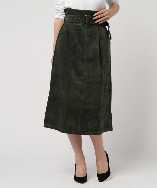 STYLEBLOCK（スタイルブロック）の「コーデュロイウエストマークハイウエストミモレ丈スカート（スカート・レディース・ブラック/カーキ/ピンク/キャメル/オレンジ/グレー/ベージュ・M）」の4枚目の写真