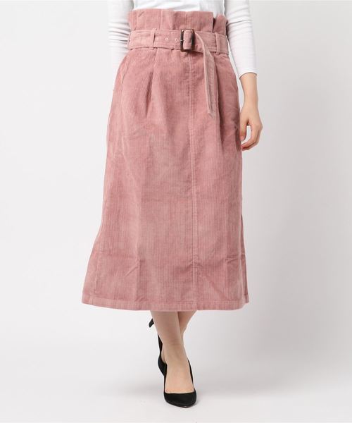 STYLEBLOCK（スタイルブロック）の「コーデュロイウエストマークハイウエストミモレ丈スカート（スカート・レディース・ブラック/カーキ/ピンク/キャメル/オレンジ/グレー/ベージュ・M）」の6枚目の写真